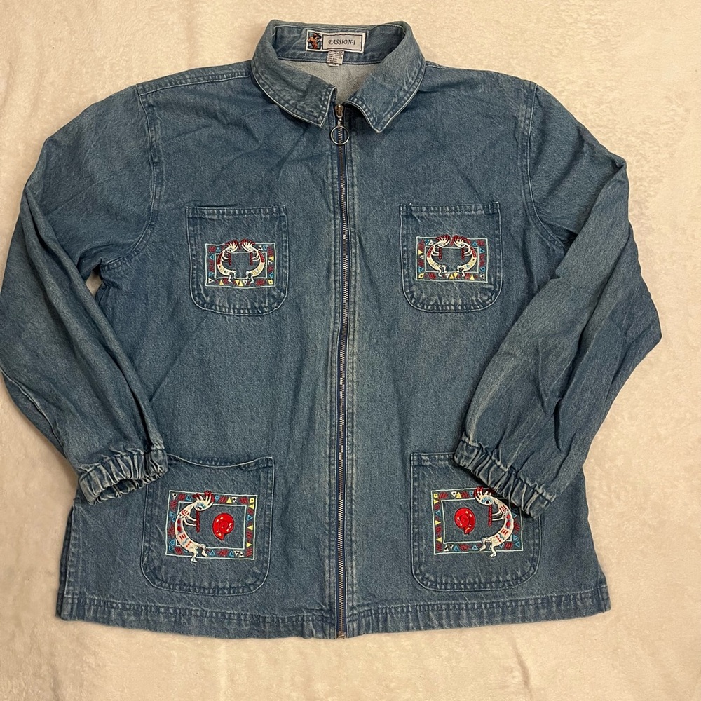 Vintage Embroidered Kokopelli Jean Jacket